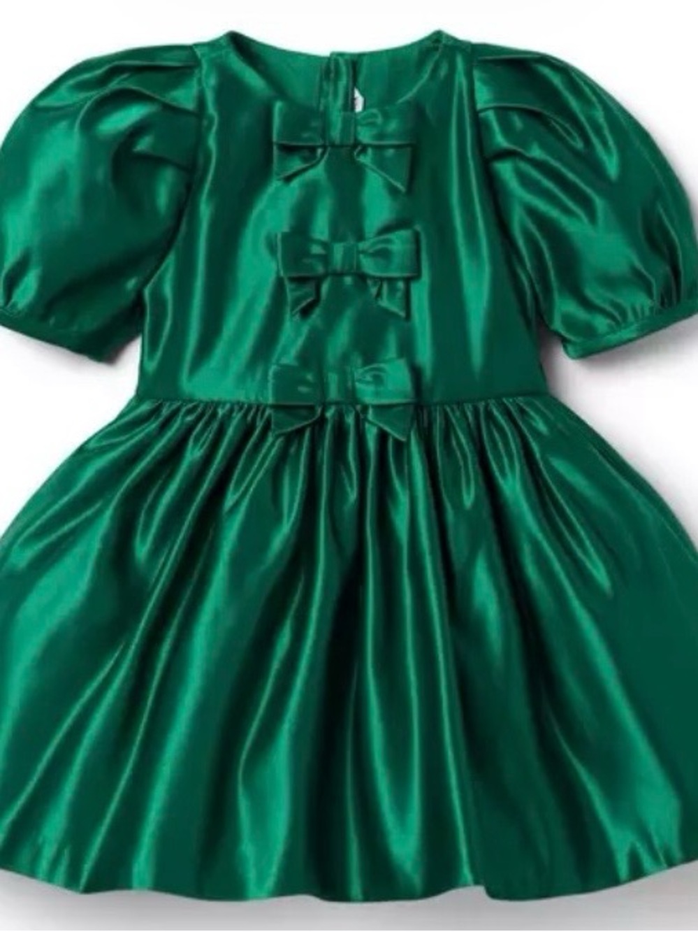 Janie and Jack Emerald Green Satin Bow Front Dress - 5T